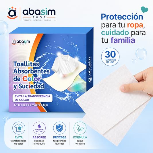 Toallitas Absorbentes de Color y Suciedad ABASIM SHOP 30 unidades